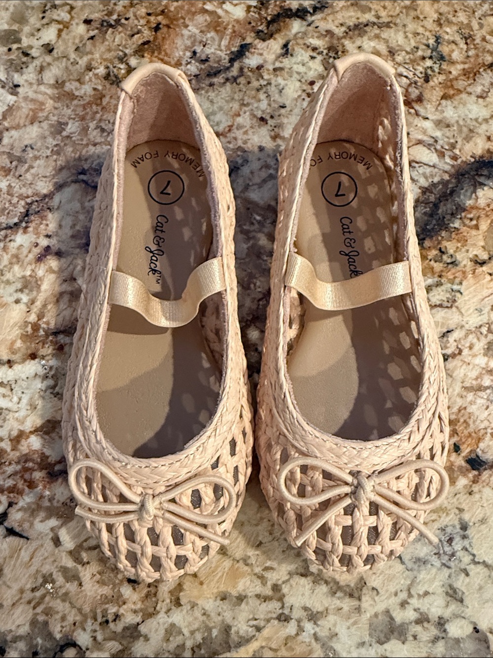 Cat & Jack Girls' Blush Pink Woven Mary Jane Ballet Flats